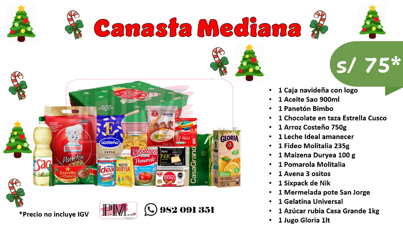 Canasta Navideña Mediana PicMont S/ 75